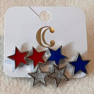 Charming Charlie Patriotic Star Stud Earrings